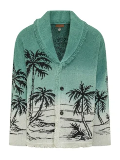 Palm Motif Knit Cardigan