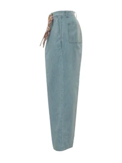 Pantaloni Dritti con Cintura Annodata