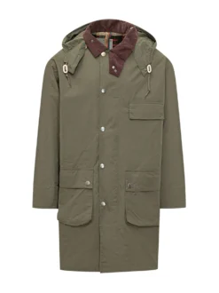 Parka con Cappuccio in Cotone con Colletto in Velluto