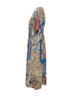 Patchwork Print Midi Dress