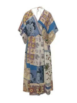 Patchwork Print Midi Dress
