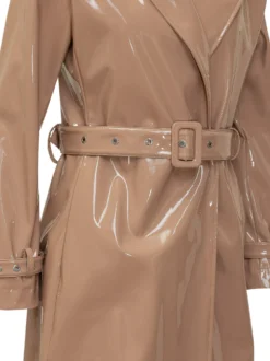 Patent Effect Trench Coat with Belt