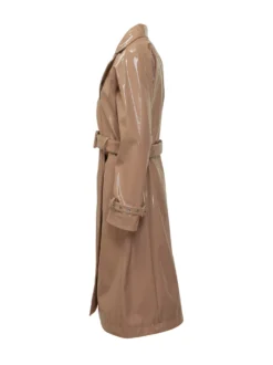 Patent Effect Trench Coat with Belt