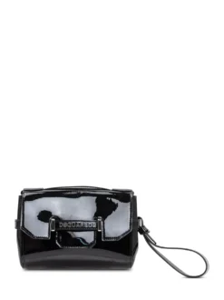 Patent Leather Clutch with Metal Logo