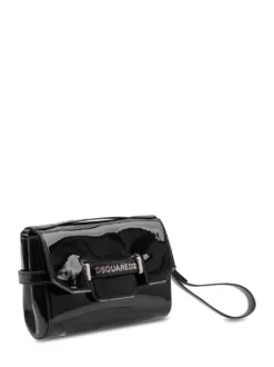 Patent Leather Clutch with Metal Logo