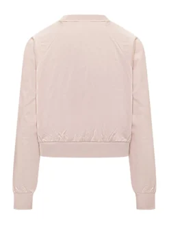 Pearl Crew Neck Sweatshirt with Logo and Sleeve Embellishments