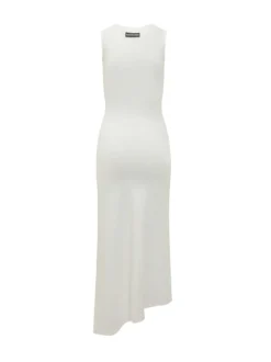 Pearl Logo Midi Dress with Asymmetric Hem