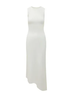 Pearl Logo Midi Dress with Asymmetric Hem