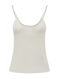 Pearl-Strap Sleeveless Top