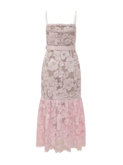 Pink Lace Midi Dress