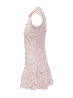 Pink Lace Mini Dress with Collar