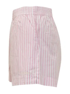 Pink Striped Elastic Waist Shorts