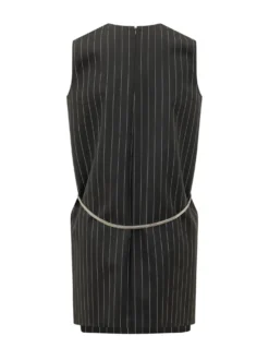 Pinstripe Dress with Belt