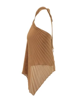 Pleated Halter Top with Ring Detail