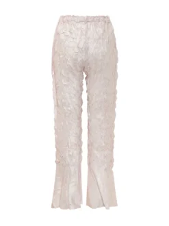Pleated Pants with Elastic Waist and Flared Hem