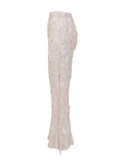 Pleated Pants with Elastic Waist and Flared Hem