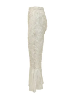Pleated Pants with Elastic Waist and Flared Hem