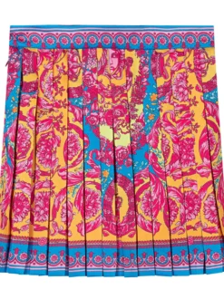 Pleated Skirt with Baroque Print