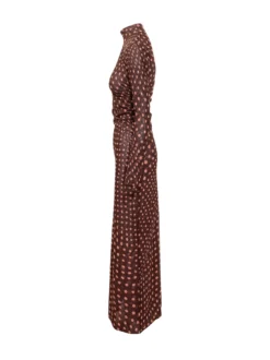 Polka Dot Long Dress with High Neck