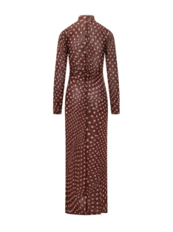 Polka Dot Long Dress with High Neck