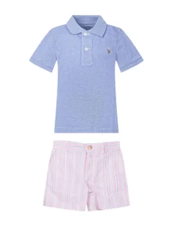 Polo and Striped Shorts Set