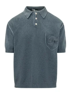 Polo in Maglia con Bottoni e Tasca