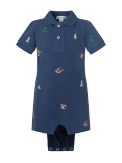 Polo Romper with Embroidery