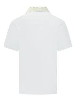 Polo Shirt with Embroidered Leaf Collar