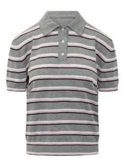 Polo Sweater with Stripes and Short Sleeves