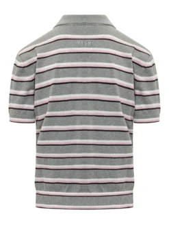 Polo Sweater with Stripes and Short Sleeves