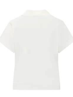 Polo Top with Floral Embroidery