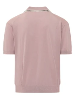 Polo Top with V Neck and Striped Trims