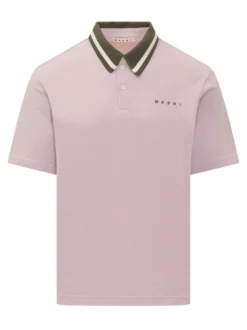 Polo with Contrast Collar and Embroidered Logo