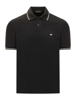 Polo with Striped Collar and Short Sleeves
