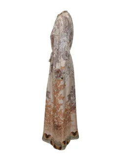 Printed Long Dress with Belt