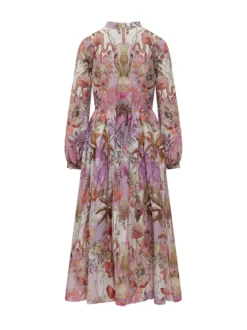 Printed Long Sleeve Midi Dress