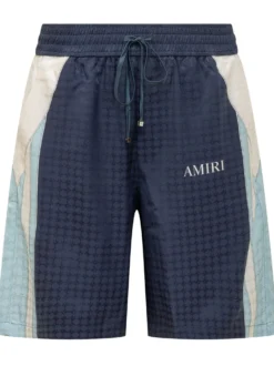 Quad Panel Shorts with Drawstring and Logo Print