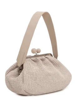 Raffia Bag with Handle and Clasp Closure