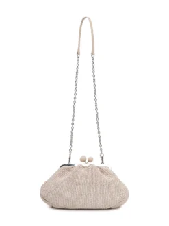 Raffia Bag with Handle and Clasp Closure