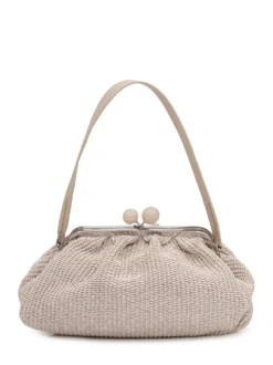Raffia Bag with Handle and Clasp Closure