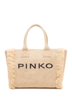 Raffia Beach Shopper with Logo
