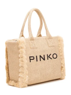Raffia Beach Shopper with Logo