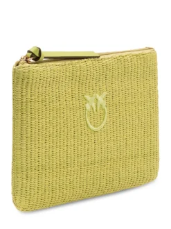Raffia Pouch with Zip and Logo