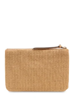 Raffia Pouch with Zip and Logo