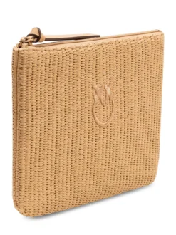 Raffia Pouch with Zip and Logo