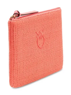 Raffia Pouch with Zip and Logo