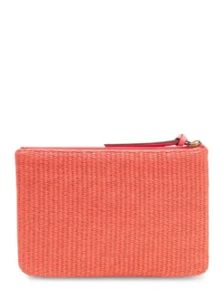 Raffia Pouch with Zip and Logo