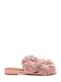 Raffia Sandals with Fringes and Double Strap