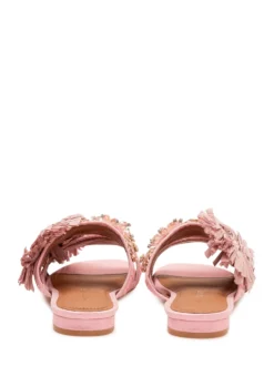 Raffia Sandals with Fringes and Double Strap