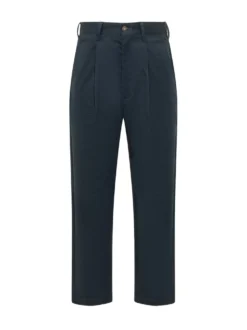 Relaxed Cotton Pants with Front Pleat